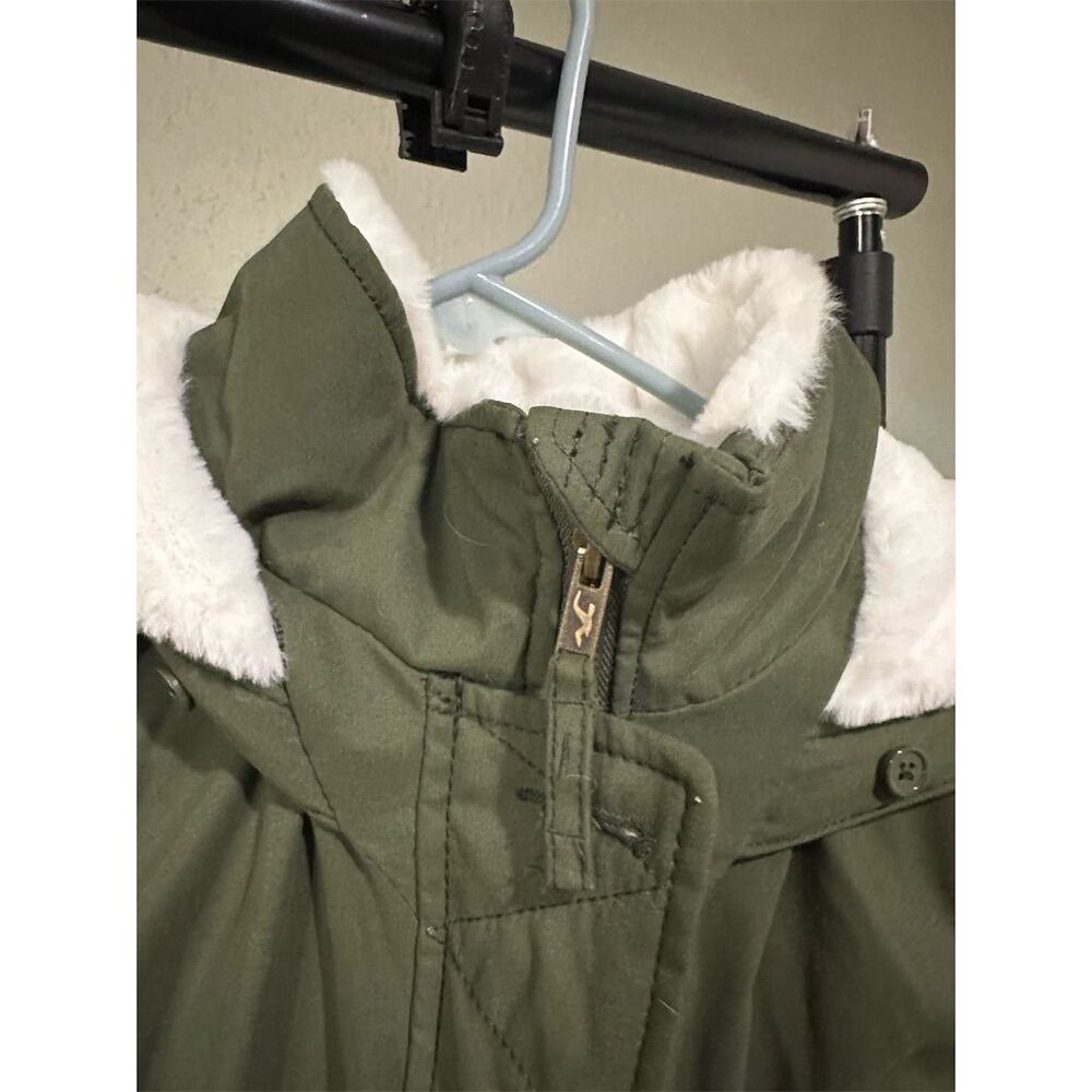 Hollister Women's Parka Coat Green Hooded Winter Size S - Picture 6 of 8